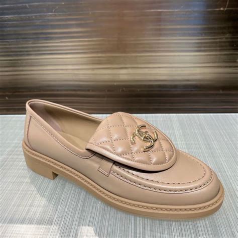 chanel loafer beige